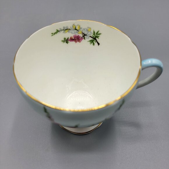 Vtg Foley Bone China Highland Heather Teacup & Saucer Set England Blue Floral - Picture 7 of 16